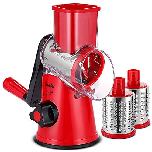 Mandoline Slicer Round Rotary Cheese Grater 3-in-1 Vegetable Slicer Shredder Grater for Potato Onion Cucumber Carrot Salad Shooter Blue